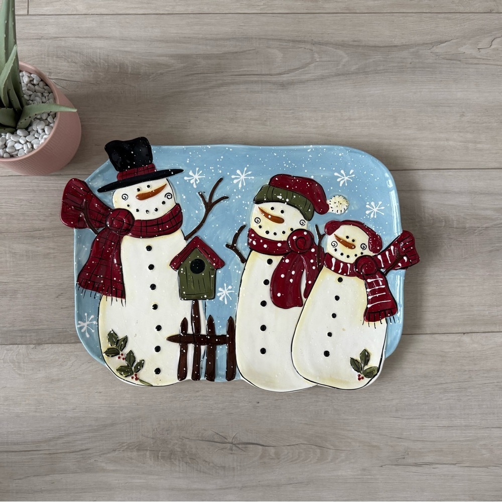 Hobby lobby, snowman Christmas, winter glass serving tray